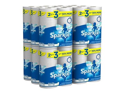 Sparkle Pick-a-Size Giant Kitchen Rolls Paper Towels, 2-Ply, 90 Sheets/Roll, 24 Rolls/Carton (21922/21774)