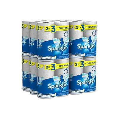 Sparkle Pick-a-Size Giant Kitchen Rolls Paper Towels, 2-Ply, 90 Sheets/Roll, 24 Rolls/Carton (21922/21774)