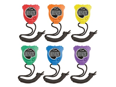 Champion Sports Digital Stopwatches, Assorted Colors, 6/Pack (910SET)