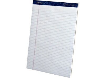 Ampad Gold Fibre Notepads, 8.5" x 11.75", Narrow Ruled, White, 50 Sheets/Pad, 12 Pads/Pack (TOP 20-072)