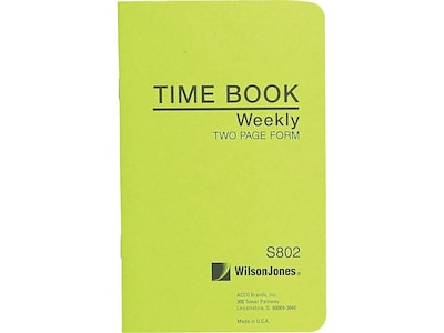 Wilson Jones Foremans Time Book, 4.25 x 6.8, Green, 36 Sheets/Book (S802)