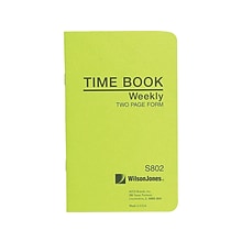 Wilson Jones Foremans Time Book, 4.25 x 6.8, Green, 36 Sheets/Book (S802)