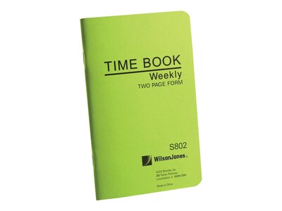 Wilson Jones Foremans Time Book, 4.25 x 6.8, Green, 36 Sheets/Book (S802)