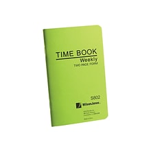 Wilson Jones Foremans Time Book, 4.25 x 6.8, Green, 36 Sheets/Book (S802)