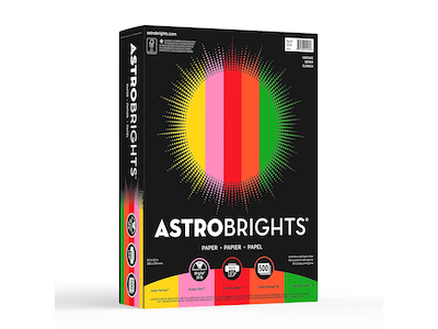 Astrobrights Colored Paper, 8.5 x 11, 24 lb., Neon Assortment, 500 Sheets  