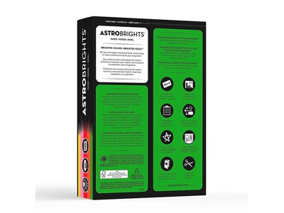 Astrobrights Wausau Colored Paper, 24 lbs., 8.5 x 11, Assorted Cool  Colors, 500 Sheets/Ream (WAU20274)
