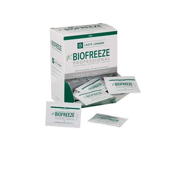 BIOFREEZE® Professional Pain-Relieving Gel Products, 100 3mL Single-Use Packets Dispenser