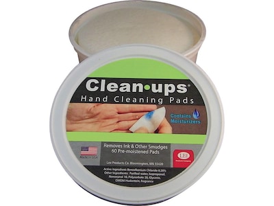 Lee Clean-Ups Moistened Hand Cleaning Pads, Isopropyl Alcohol, Mild Floral, 60/Pack (10145)