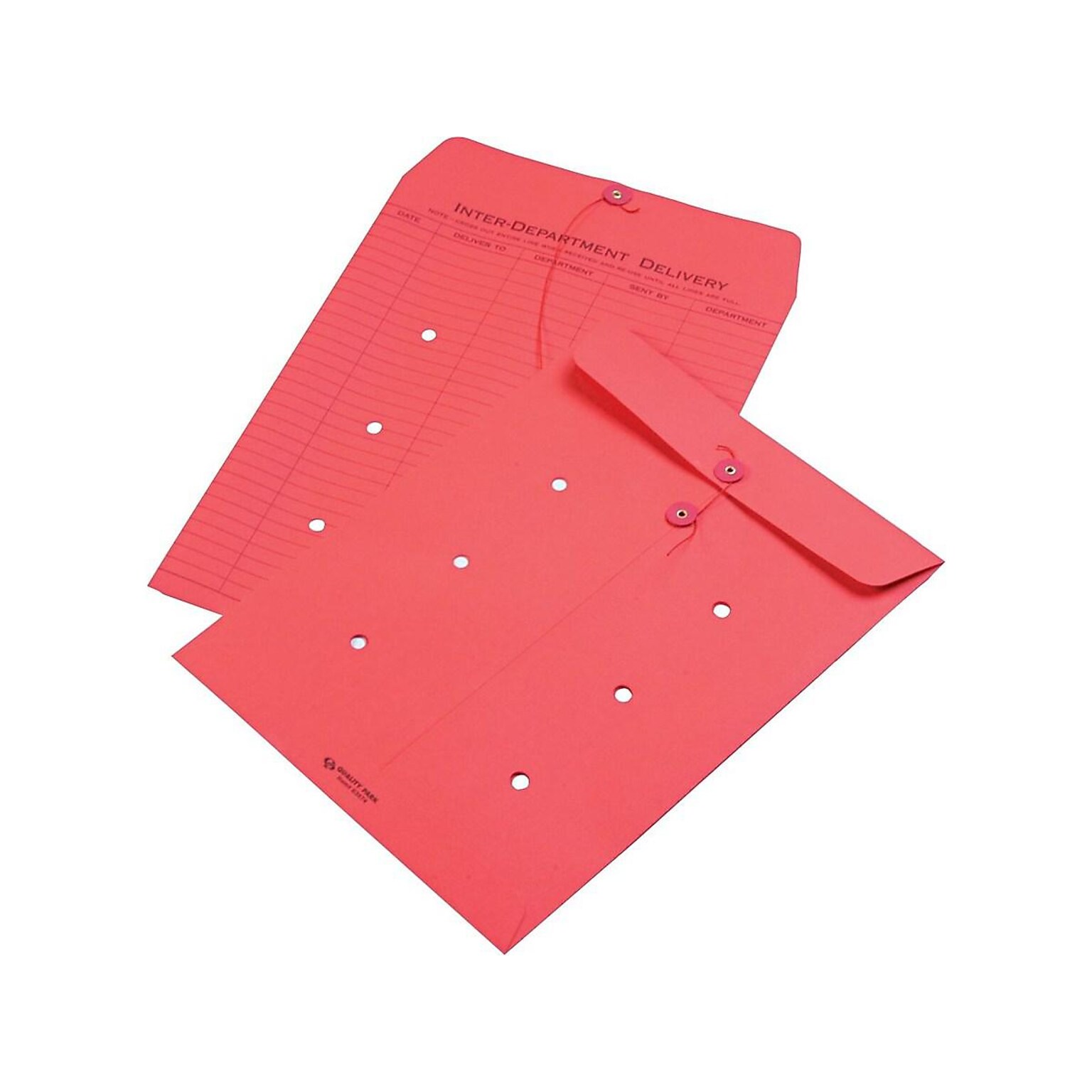 Quality Park Button & String Inter-Departmental Envelope 10 x 13, Red, 100/Box (QUA63574)