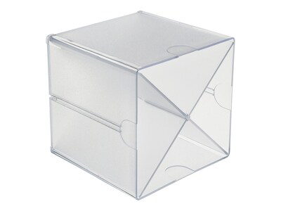 Deflect-O Cube 4 Compartment Stackable Plastic Compartment Storage, Clear (350201)