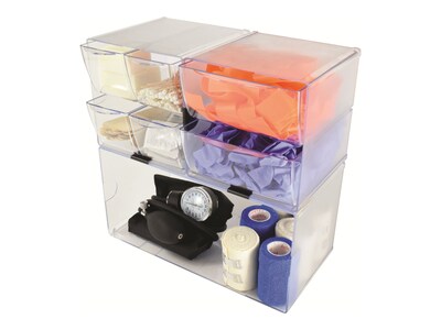 Deflect-O Cube 1 Compartment Stackable Plastic Compartment Storage, Clear (350501)