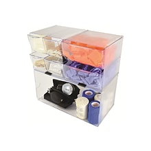 Deflect-O Cube 1 Compartment Stackable Plastic Compartment Storage, Clear (350501)