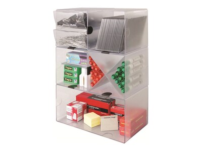 Deflect-O Cube 1 Compartment Stackable Plastic Compartment Storage, Clear (350501)