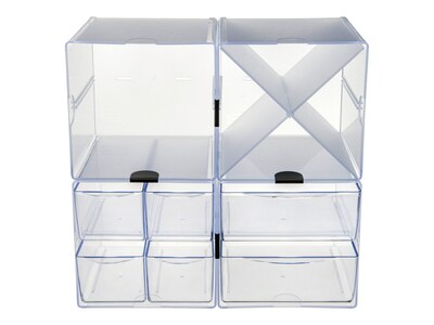 Deflect-O Cube 1 Compartment Stackable Plastic Compartment Storage, Clear (350401)