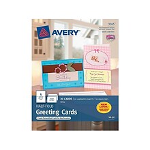 Avery Half-Fold Greeting Cards with Envelopes, 5.5 x 8.5, Matte White, Inkjet, 20/Pack (03265)