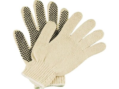 Ambitex Pro 1-Sided Dotted String Knit Cotton Gloves, Natural White, Dozen (CTPS400MN/1SD)