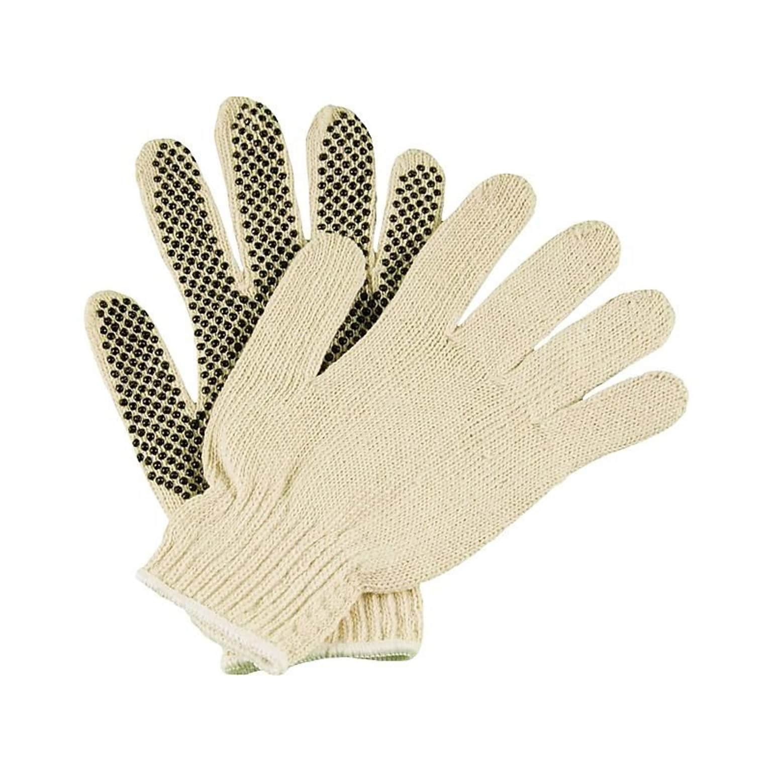 Ambitex Pro 1-Sided Dotted String Knit Cotton Gloves, Natural White, Dozen (CTPS400MN/1SD)