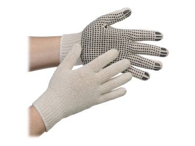 Ambitex Pro 1-Sided Dotted String Knit Cotton Gloves, Natural White, Dozen (CTPS400MN/1SD)