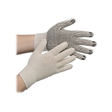 Ambitex Pro 1-Sided Dotted String Knit Cotton Gloves, Natural White, Dozen (CTPS400MN/1SD)