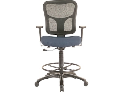 Tempur-Pedic Fabric Drafting Stool with Backrest and Footrest with Lumbar Support, Navy (TP8200-NAVY)