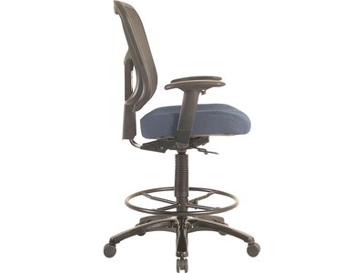 Tempur-Pedic Fabric Drafting Stool with Backrest and Footrest with Lumbar Support, Navy (TP8200-NAVY
