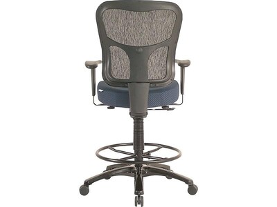 Tempur-Pedic Fabric Drafting Stool with Backrest and Footrest with Lumbar Support, Navy (TP8200-NAVY)