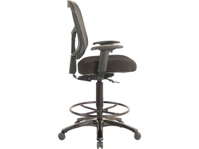 Tempur-Pedic Fabric Drafting Stool with Backrest and Footrest with Lumbar Support, Black (TP8200-BLA