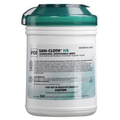 Sani-Cloth® HB Germicidal Wipes, 6 x 6 3/4, 160/Pack