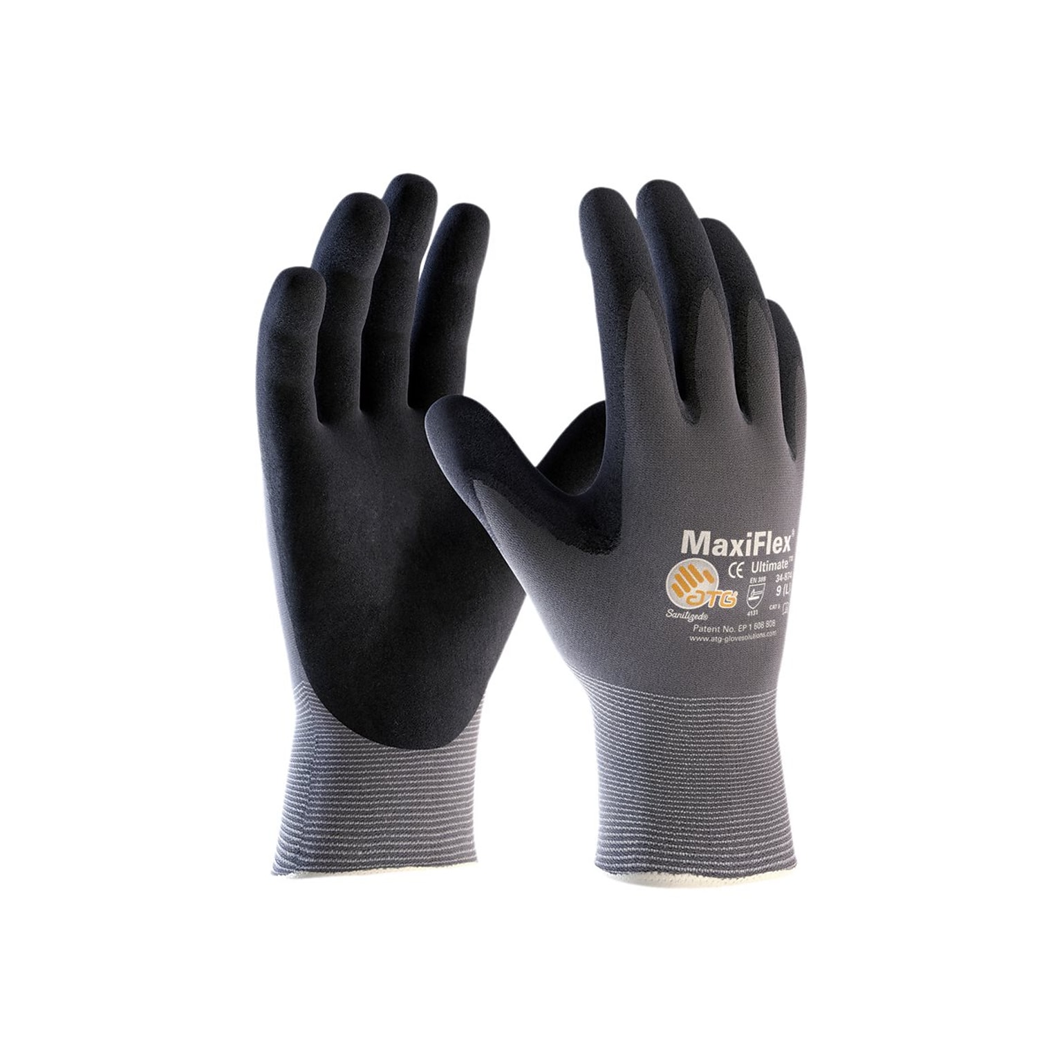 MaxiFlex 34-874 Nitrile Coated Nylon/Elastane Gloves, Medium, 15 Gauge, A1 Cut Level, Dark Gray, 12 Pairs (34-874/M)