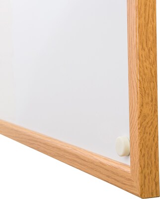 Viztex Lacquered Steel Magnetic Dry Erase Boards with Oak Effect Surround (36"x24")