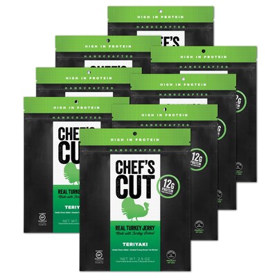 Chefs Cut,  Real Turkey Jerky, Teriyaki, 8 Pack, (DS1151)