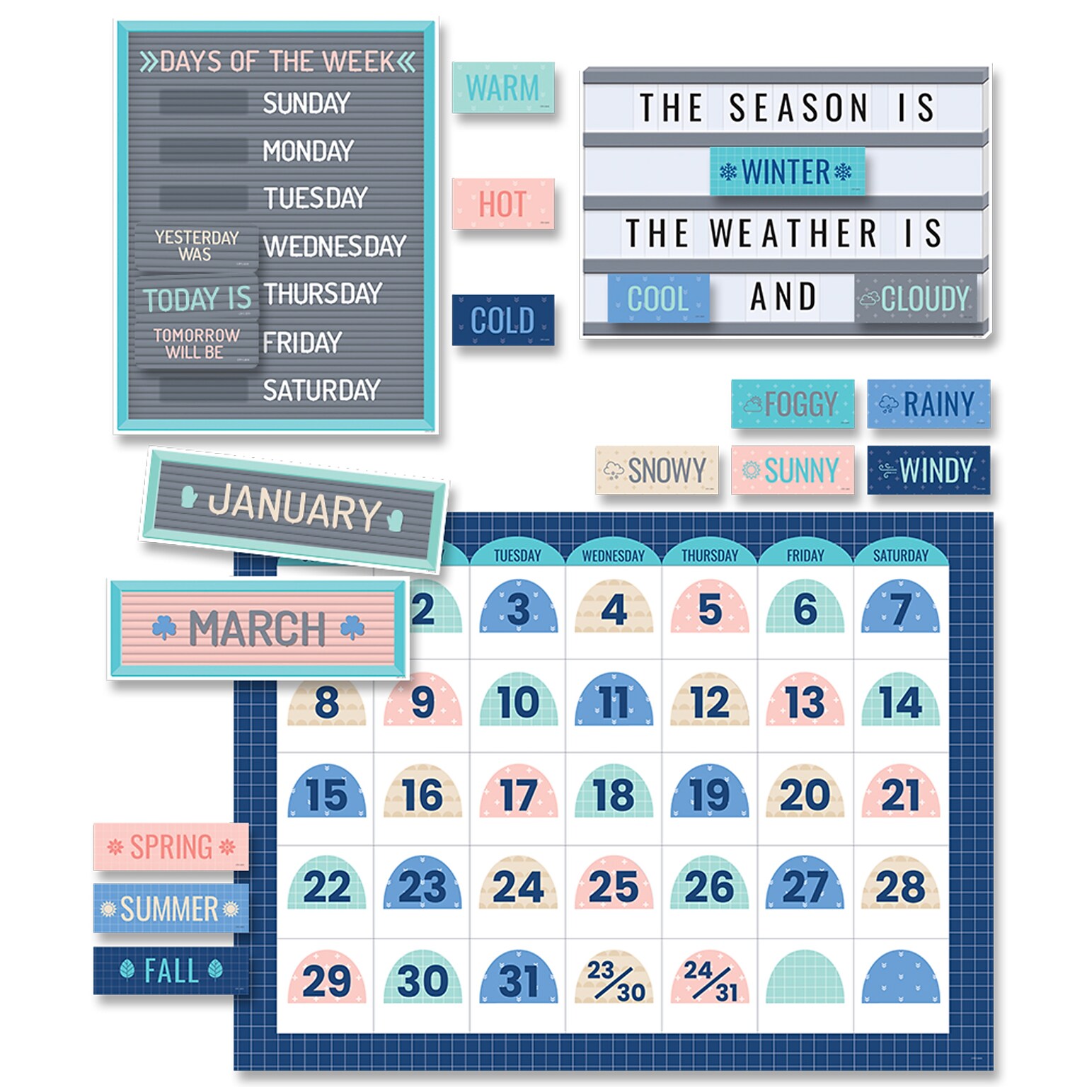 Creative Teaching Press Calm & Cool Calendar Bulletin Board Set, 2 Sets (CTP8595BN)