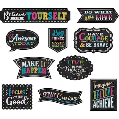 Teacher Created Resources Chalkboard Brights Clingy Thingies® Positive Sayings Accents, 2 Packs of 1