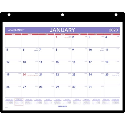 2020 AT-A-GLANCE 11 x 8 Monthly Desk/Wall Calendar with Clear Cover and Vinyl Holder (SK8-00-20)