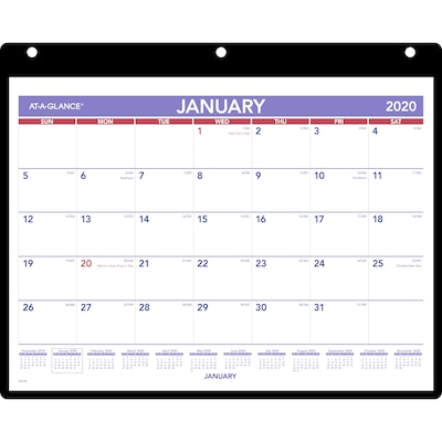 2020 AT-A-GLANCE 11 x 8 Monthly Desk/Wall Calendar with Clear Cover and Vinyl Holder (SK8-00-20)