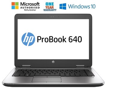HP ProBook 640 G2, 14 Refurbished Laptop, Intel i5 6300U 2.4 GHz Processor, 8GB Memory, 128GB SSD,