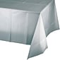 Creative Converting 54"W x 108"L Shimmering Silver Plastic Tablecloths, 3 Count (DTC01203TC)
