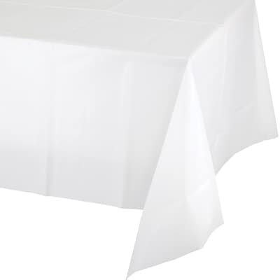 Creative Converting 54W x 108L White Plastic Tablecloths, 3 Count (DTC01255TC)