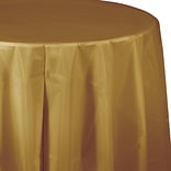 Creative Converting 82 Glittering Gold Round Plastic Tablecloths, 3 Count (DTC703276TC)