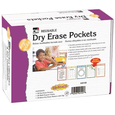 Charles Leonard Dry Erase Pocket Class Pack, 90 Pieces (CHL29190)