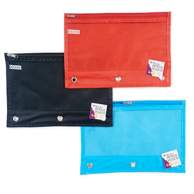 Charles Leonard Zipper Binder Pencil Pouch, Assorted Colors, 24/Pack (CHL76330ST)