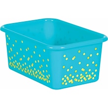 Teacher Created Resources Teal Confetti Small Plastic Storage Bin, Pack of 6 (TCR20893BN)