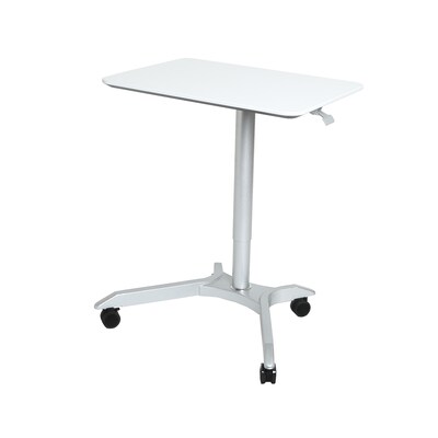 AIRLIFT XL Pneumatic Sit-Stand Mobile Desk Cart, Height-Adjustable from 27.1 to 41.9, White