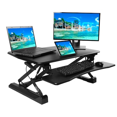 Photo 1 of Seville Classics AIRLIFT 35.4" Gas-Spring Height Adjustable Standing Desk Converter Workstation, Steel (OFF65807)