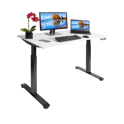 Seville Classics AIRLIFT Electric Standing Desk, Black with White Top (OFFK65820)