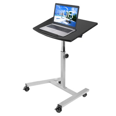 AIRLIFT Tilting Mobile Laptop Computer Desk Cart with Stopper Ledge, Height-Adjustable from 23.6 to 36.4 H, Black