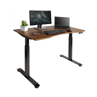 Seville Classics AIRLIFT 29-48H Metal Electric Standing Desk, Black with Walnut Top (OFFK65824)