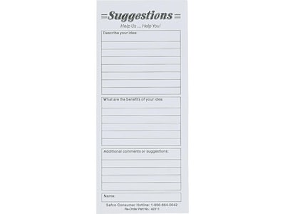 Safco Suggestion Box Cards, White (4231)