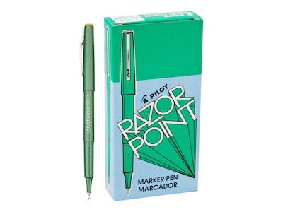 Pilot Razor Point Marker Pens, Ultra Fine Point, Green Ink, Dozen (11010)