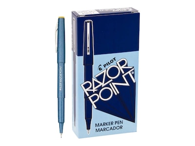 Pilot Razor Point Marker Pens, Ultra Fine Point, Blue Ink, Dozen (11004)